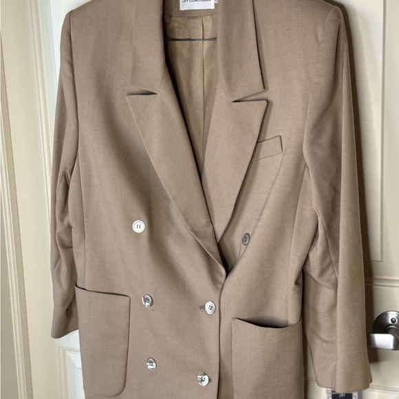 JH Collectibles NWT vintage style Tan Linen poly blend Blazer SZ 16 - Picture 1 of 9